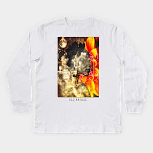 Her Nature Afro Double Exposure Clouds Beautiful Kids Long Sleeve T-Shirt